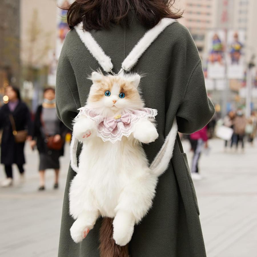 即納！ハンドメイド リアルな猫型リュック 猫のぬいぐるみペット好きな