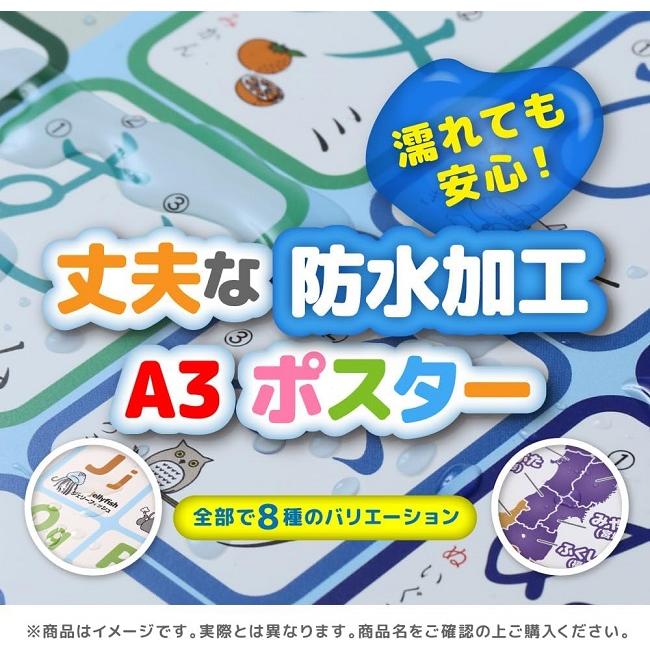 お風呂 ポスター 数字 A3サイズ 420×297mm 知育 防水 学習 算数 幼児