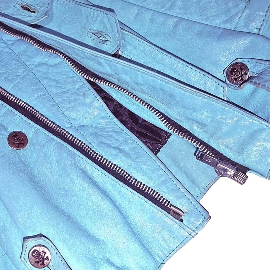 JOHNSONS/LA ROCKA ! VINTAGE Sleeveless Leather Biker Waistcoat