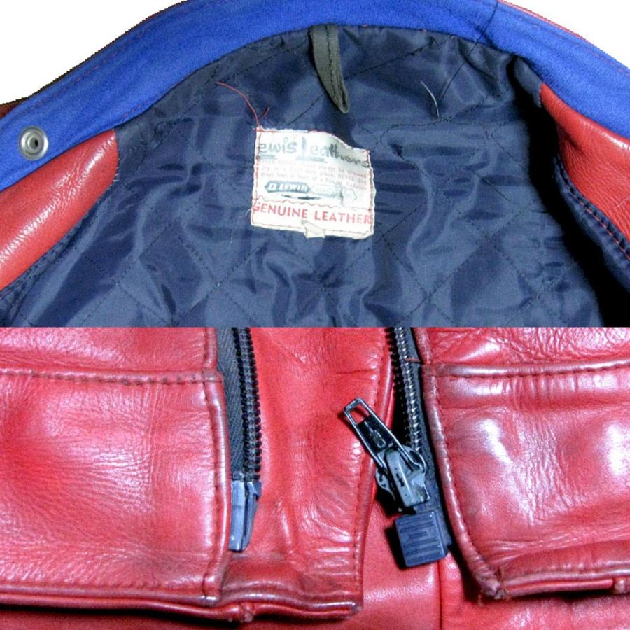 レア 70s ルイスレザー レッド スーパー モンザ LEWIS LEATHERS SUPER MONZA 60〜70s VINTAGE LEATHER JACKET