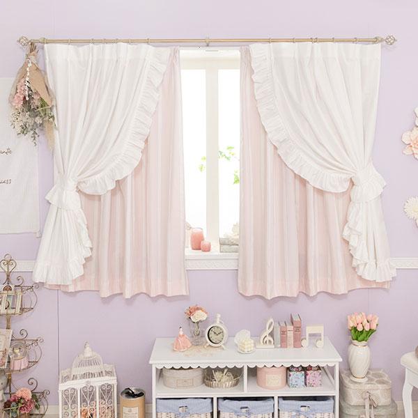 カーテン/リボンテープ調（遮光なし・100×110） ロマンティック