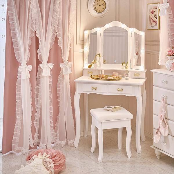 マーメイドリボンフリル遮光カーテン（100×200）/ピンク ロマプリ 姫系 カーテン 遮光 遮光カーテン 2級遮光 2枚セット | マーメイド