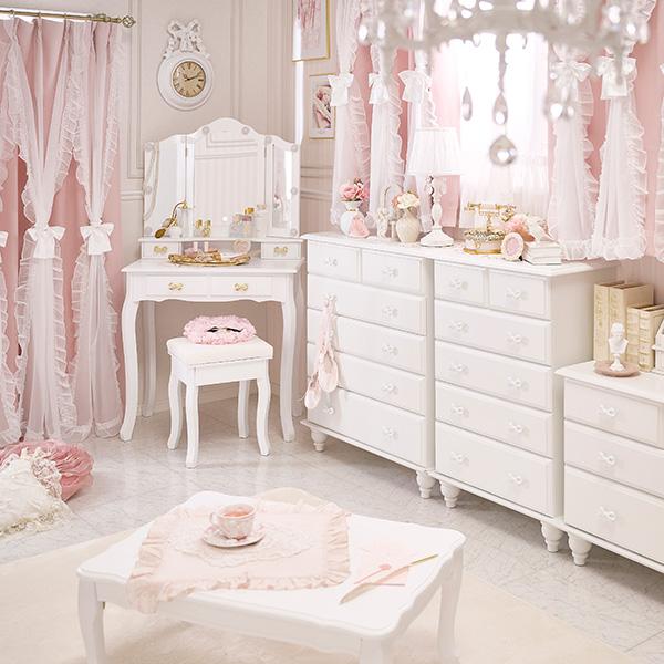 新品ドレッサー★白ベース★椅子付き★大きな鏡★収納便利★姫系★シンプル★ 楽天市場】ドレッサー三面鏡タイプ 幅75cm スツール付き 【Rose
