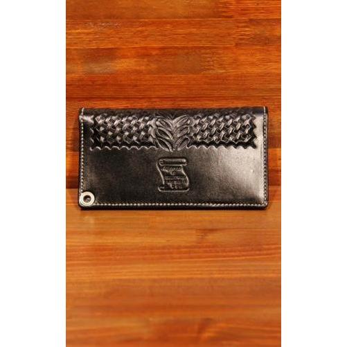 アルフォンソ オブ ハリウッド レザー ウォレット 財布 バスケット ウィーブ Alfonso's of Hollywood Leather  BASKET WEAVE LEATHER WALLET ブラック×シルバー