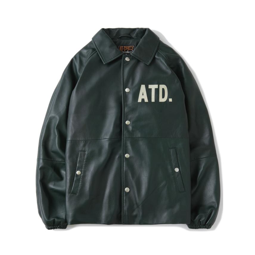 NO name AT-DIRTY フード付きレザーアウター XL アットダーティ ボールド レザー コーチジャケット ブラック AT-DIRTY