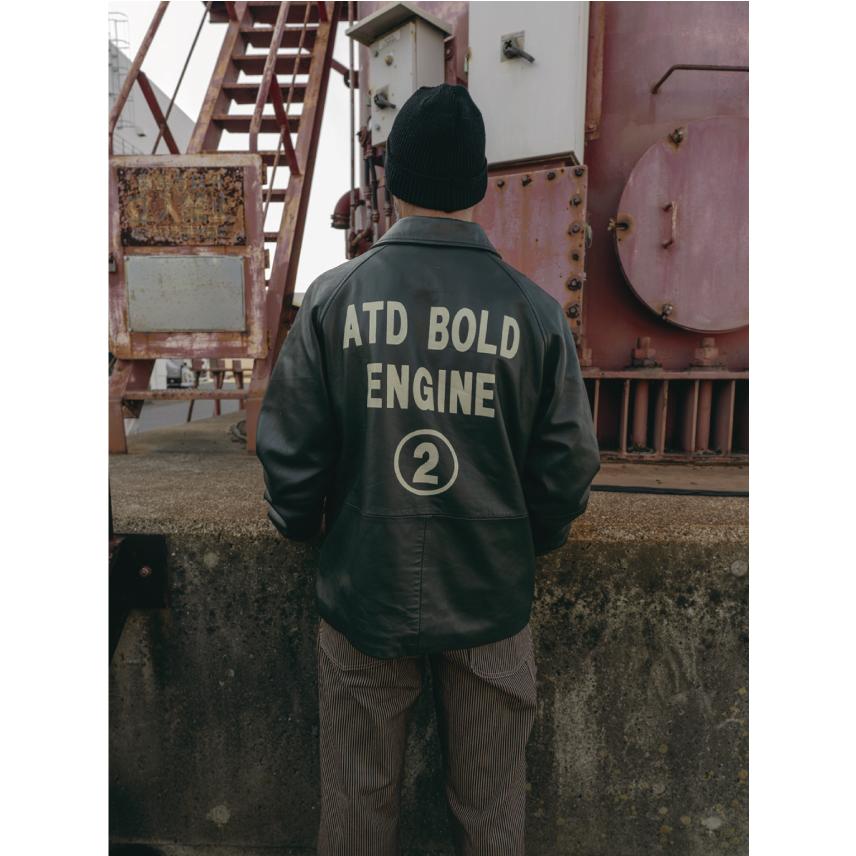 アットダーティ ボールド レザー コーチジャケット D.グリーン AT