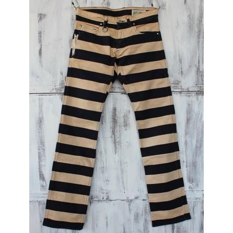 カリフォルニアラインボーダーパンツストレート BLACK×BEIGE32インチ カリフォルニアライン ボーダー パンツ タイト ストレート CALIFORNIA