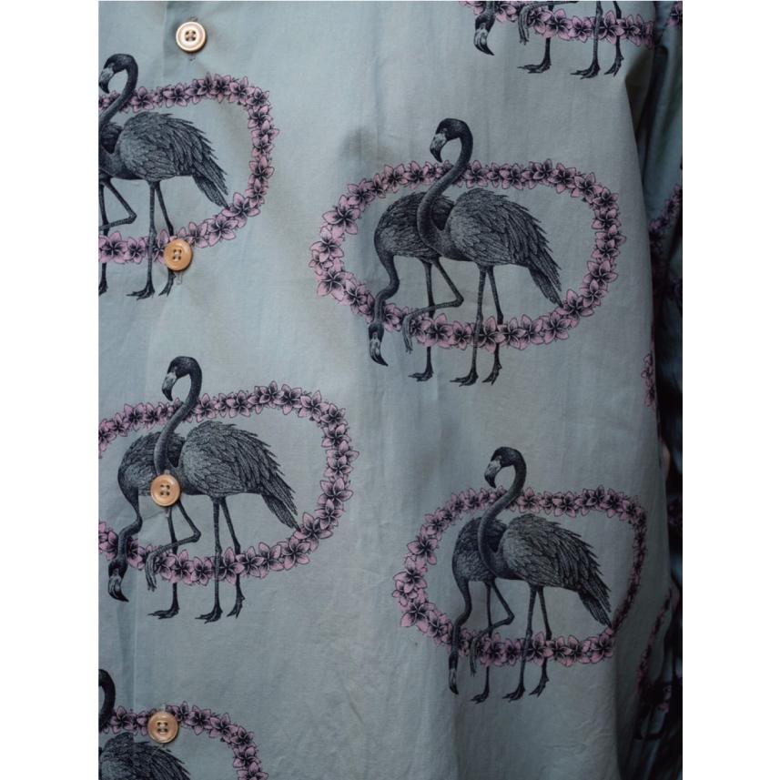 DRESS HIPPY/ドレスヒッピー★FLAMINGO HAWAIIANシャツ ドレスヒッピー フラミンゴ ハワイアン シャツ ロングスリーブ ブルー
