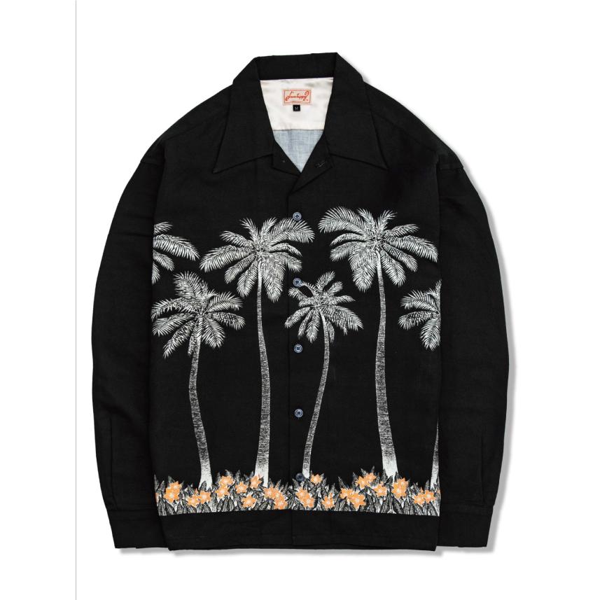 ドレスヒッピー パームツリー ハワイアン シャツ ロングスリーブ 黒