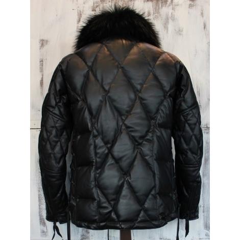 スカルフライト ライダース キルティング レザー ダウン ジャケット