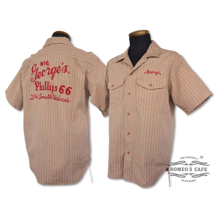 SUGAR CANE シュガーケーン コーク ストライプ ワークシャツ 半袖