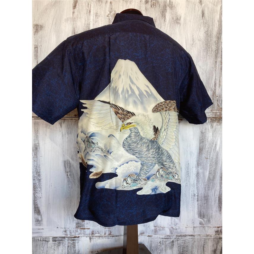 即購入OK】サンサーフ アロハシャツ 和柄 鷹/鮎 青/白 Mサイズ SUN SURF