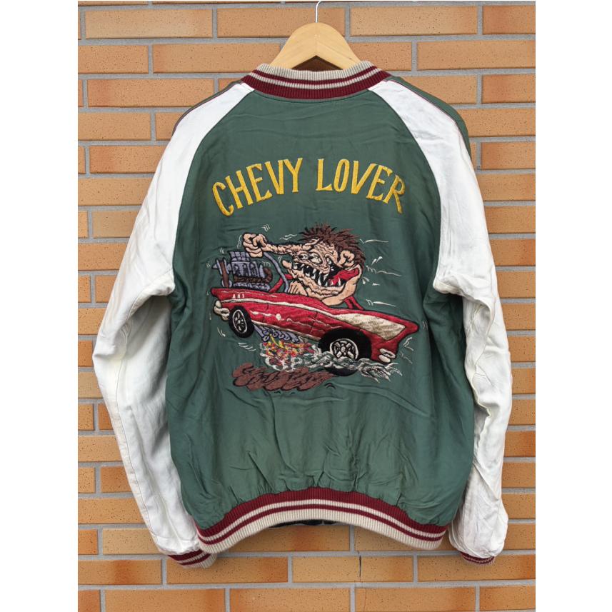 テーラー東洋 TAILOR TOYO Mid 1950s Style Acetate Souvenir Jacket “TIGER HEAD” × “CHEVY LOVER” (AGING MODEL) TT15878-119の画像