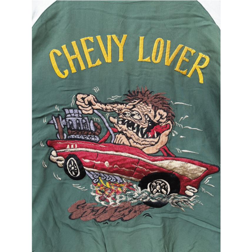 テーラー東洋 TAILOR TOYO Mid 1950s Style Acetate Souvenir Jacket “TIGER HEAD” × “CHEVY LOVER” (AGING MODEL) TT15878-119の画像