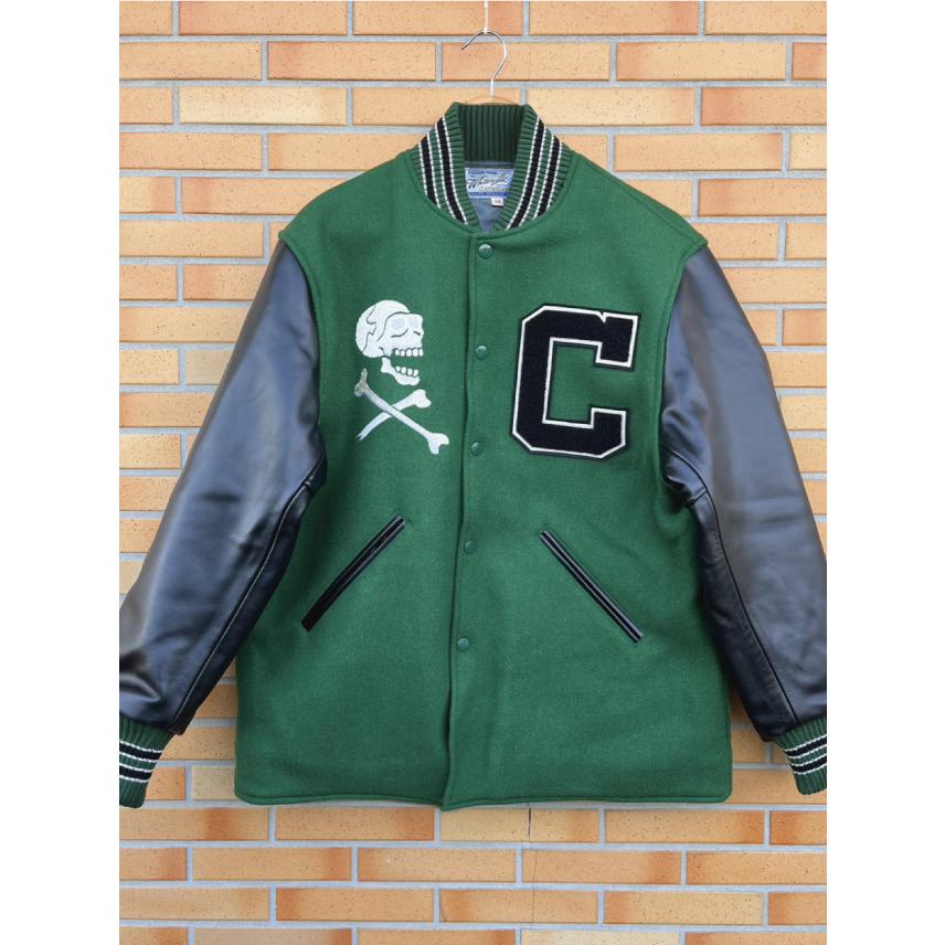 ホワイツビル WHITESVILLE 30oz. WOOL MELTON HALF LENGTH AWARD JACKET "CHEVY LOVER" WV15787 145GRNの画像