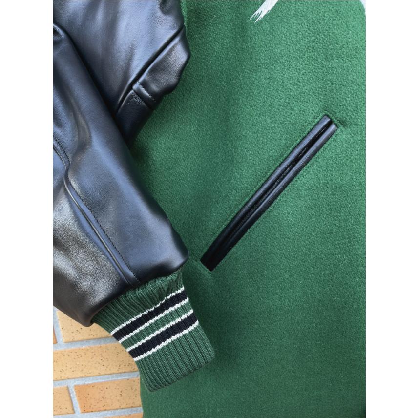 ホワイツビル WHITESVILLE 30oz. WOOL MELTON HALF LENGTH AWARD JACKET "CHEVY LOVER" WV15787 145GRNの画像