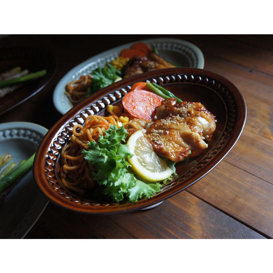 茶 スカンジナビア オーバルプレート お洒落 楕円 皿 北欧 うつわ