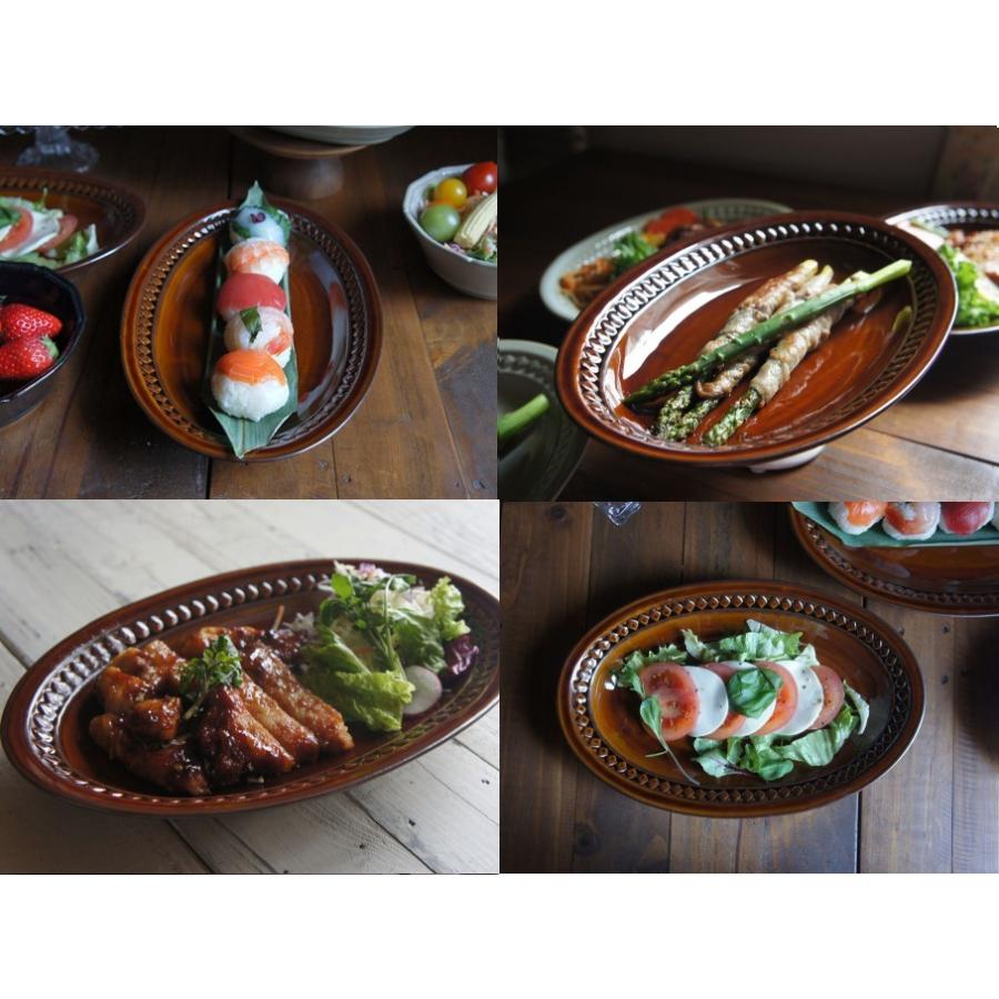茶 スカンジナビア オーバルプレート お洒落 楕円 皿 北欧 うつわ