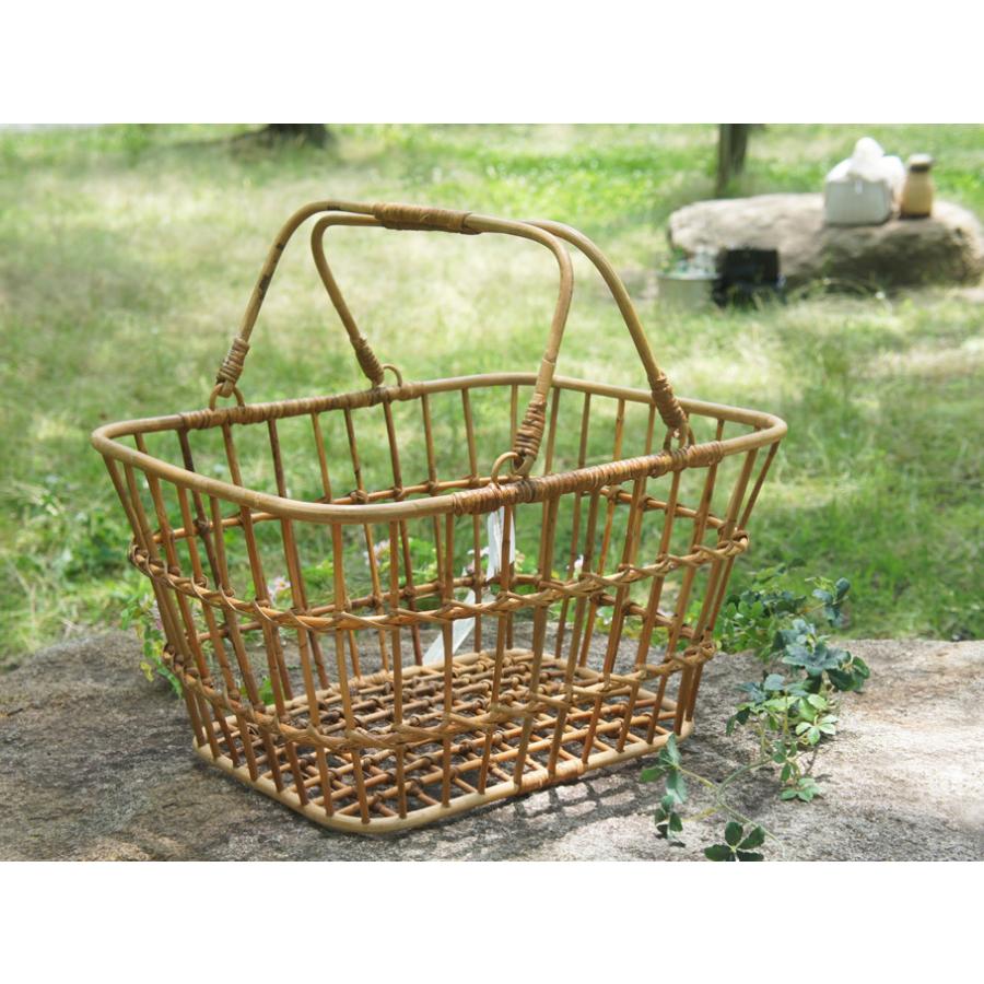 L ラタン マーケットバスケット かご 籠 バスケット かわいい 収納 おしゃれ 北欧 ピクニックバスケット お洒落