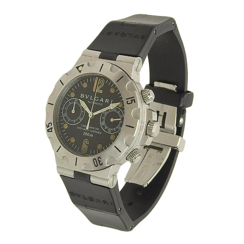 ブルガリ BVLGARI ディアゴノ スクーバ クロノグラフ メンズ 自動巻き 腕時計 SS/ラバー ブラック文字盤 中古 新入荷 BV0360 ディアゴノ ブルガリ BVLGARI スクーバ クロノグラフ メンズ 自動巻き