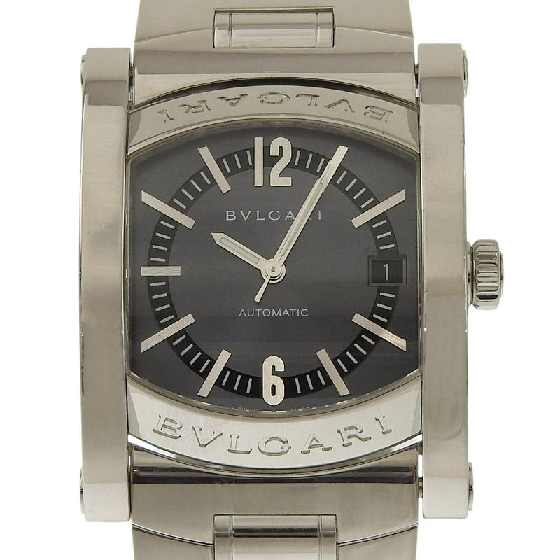 BVLGARI ブルガリ アショーマ メンズ 自動巻き 腕時計 SS ブラック文字  