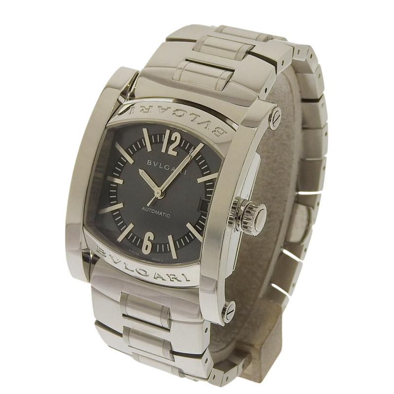 BVLGARI ブルガリ アショーマ メンズ 自動巻き 腕時計 SS ブラック文字  