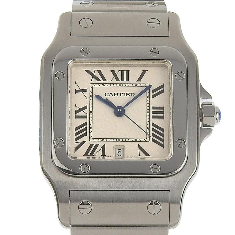 カルティエ CARTIER サントスガルベLM クォーツ 腕時計 メンズ SS ホワイト文字盤 W20060D6 中古 新入荷 CA0435 Cartier（カルティエ） サントスガルベLM クォーツ 腕時計 メンズ SS