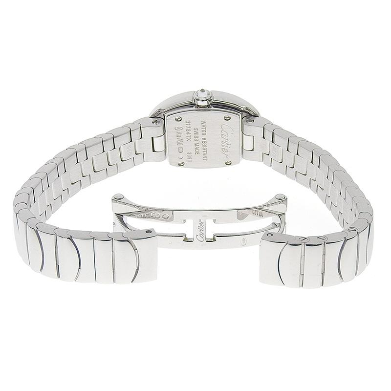 カルティエ CARTIER ミニベニュワール レディース クォーツ 腕時計 K18WG ベゼルダイヤ シルバー文字盤 WB520025 美品 新入荷 CA0446 Cartier（カルティエ） ミニベニュワール レディース クォーツ 腕時計