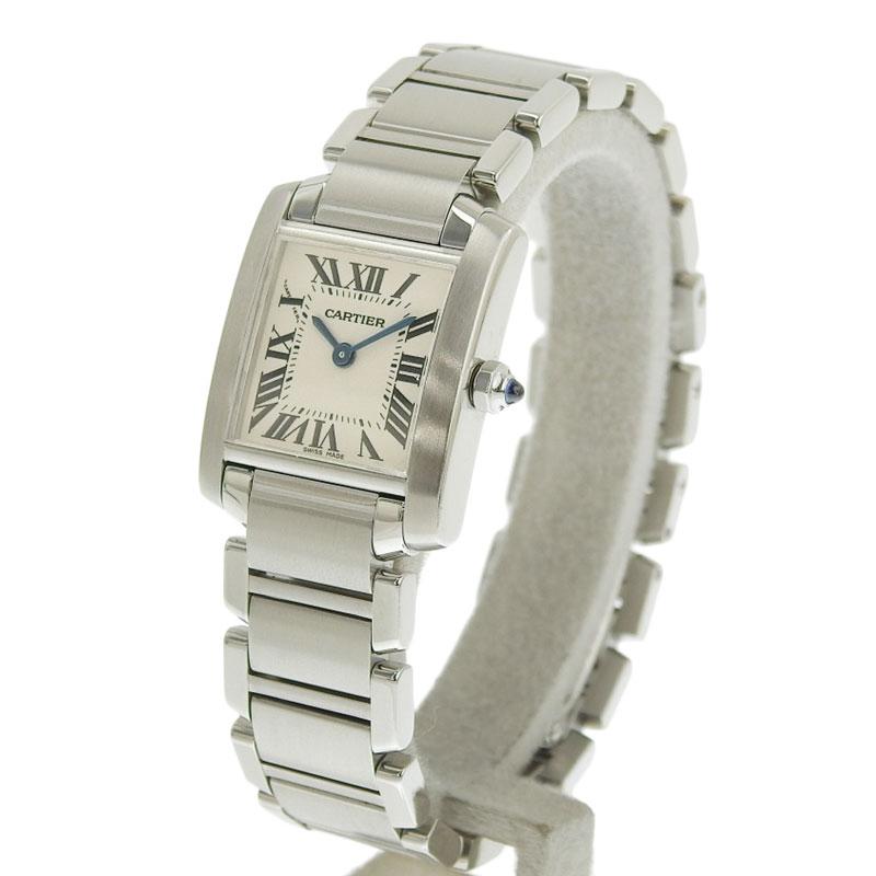 カルティエ CARTIER タンクフランセーズSM レディース クォーツ 腕時計 SS ホワイト文字盤 W51008Q3 中古 新入荷 CA0447 TANK（Cartier） カルティエ CARTIER タンクフランセーズSM レディース