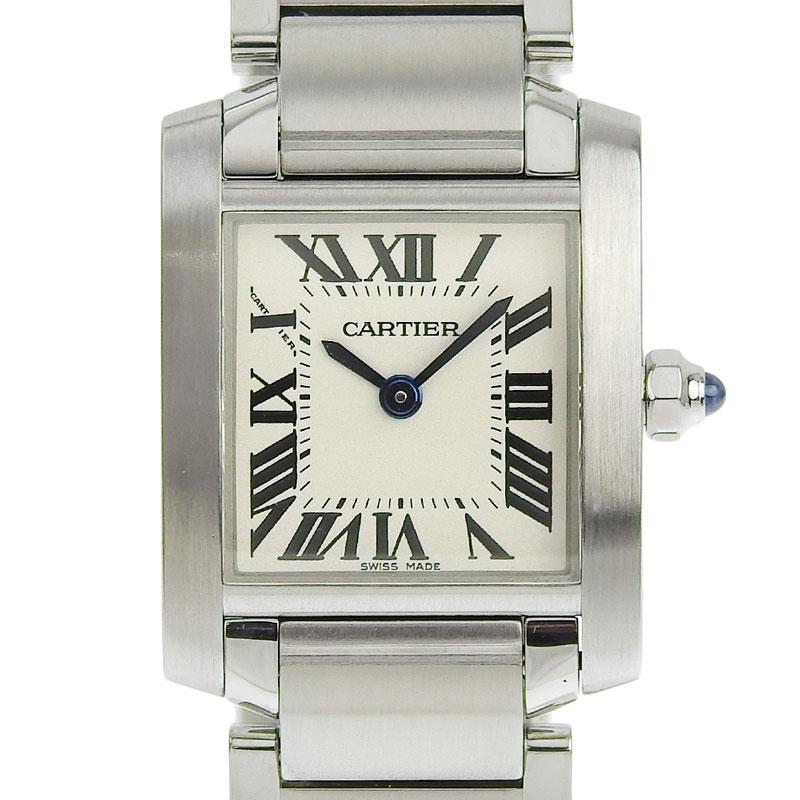 カルティエ CARTIER タンクフランセーズSM レディース クォーツ 腕時計 SS ホワイト文字盤 W51008Q3 中古 新入荷 CA0459 TANK（Cartier） カルティエ CARTIER タンクフランセーズSM レディース