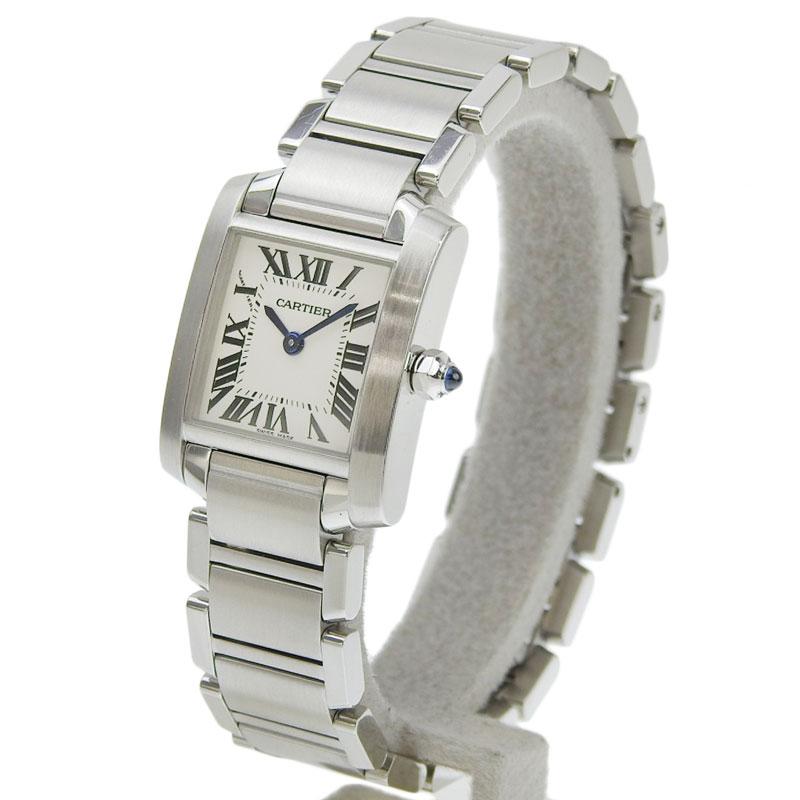 カルティエ CARTIER タンクフランセーズSM レディース クォーツ 腕時計 SS ホワイト文字盤 W51008Q3 中古 新入荷 CA0459 TANK（Cartier） カルティエ CARTIER タンクフランセーズSM レディース