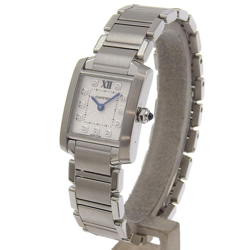 カルティエ CARTIER タンクフランセーズSM レディース クォーツ 腕時計 11Pダイヤモンド SS シルバー文字盤 WE110006 中古 新入荷 CA0465 トケマー:カルティエ タンクフランセーズSM WE110006 シルバー文字盤