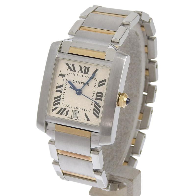 カルティエ CARTIER タンクフランセーズLM メンズ 自動巻き 腕時計 SS/YG ホワイト文字盤 W51005Q4 中古 新入荷 CA0486 | TANK（Cartier） | 01