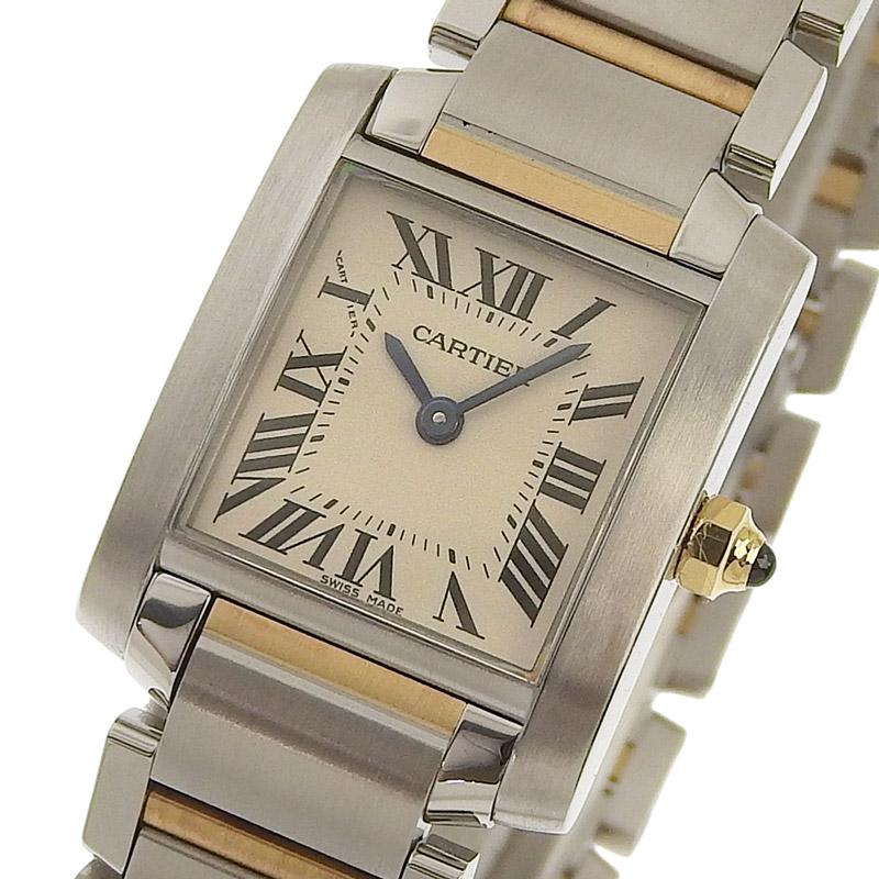 ◆カルティエ CARTIER タンクフランセーズSM レディース クォーツ腕時計 SS ホワイト文字盤 2384 中古 新入荷 CA0406 Cartier - ◇カルティエ CARTIER タンクフランセーズSM レディース