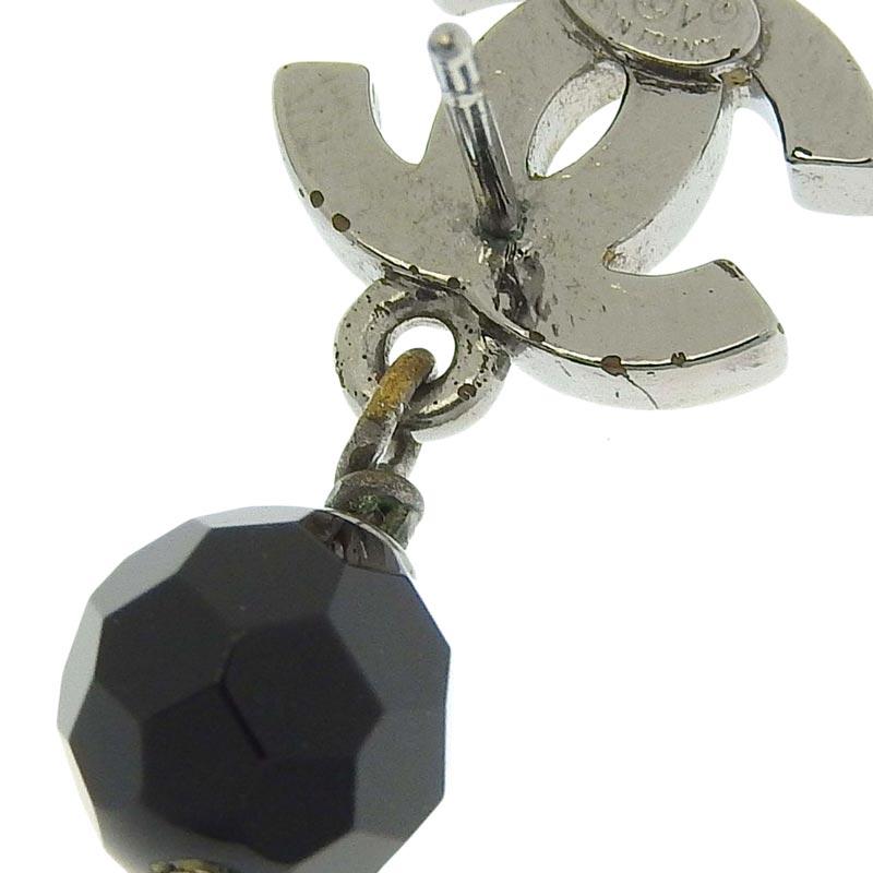 CHANEL（シャネル） ピアス ココマーク ブラック シルバー色 10V 中古