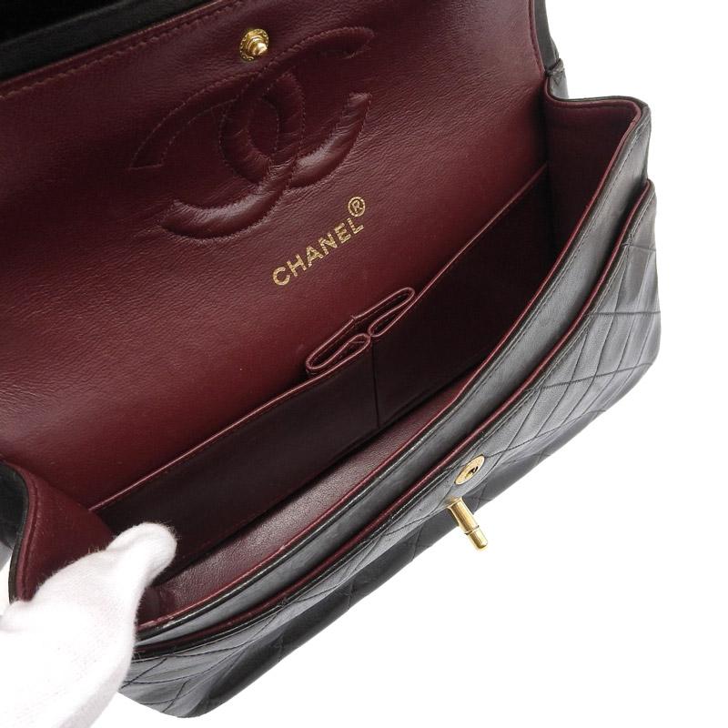 シャネル CHANEL マトラッセ ショルダーバッグ チェーンショルダー Wフラップ ラムスキン ブラック 5番台 中古 新入荷 CH0821 マトラッセ シャネル CHANEL ショルダーバッグ チェーンショルダー W