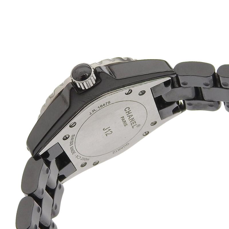 シャネル CHANEL J12 レディース クォーツ腕時計 SS/セラミック 12Pエメラルド ブラック文字盤 10周年記念モデル H2679 中古 新入荷 CH0856｜ronde｜04
