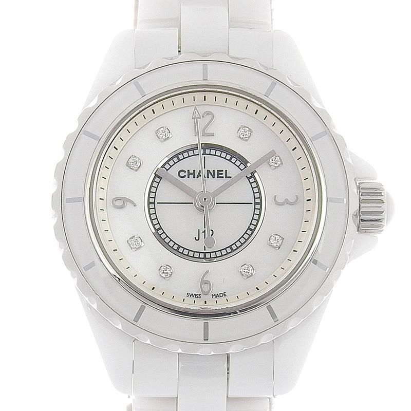 CHANEL J12 ホワイト セラミック ダイヤ　時計　シャネル　美品 シャネル - レディース J12 | CHANEL | H2570 | 29mm 白