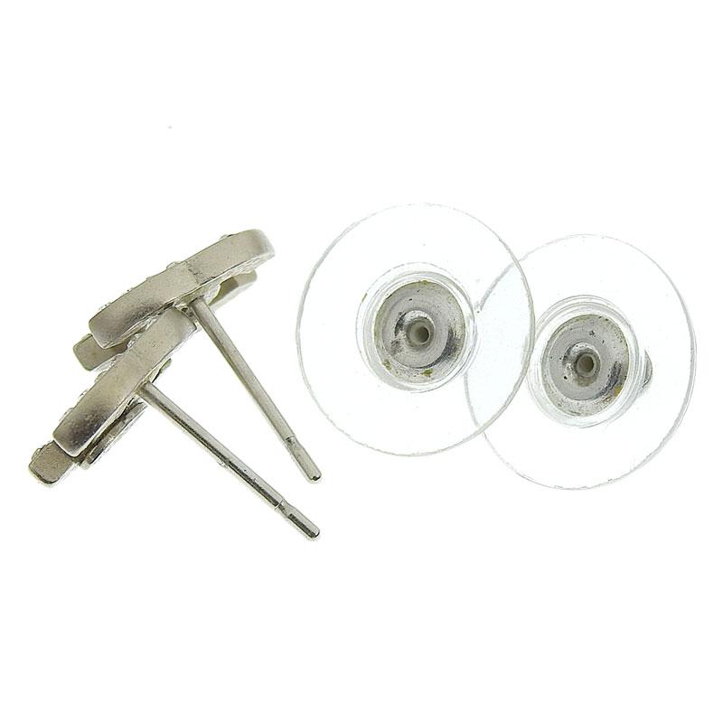 CHANEL シャネル ピアス ココマーク ラインストーン シルバー色