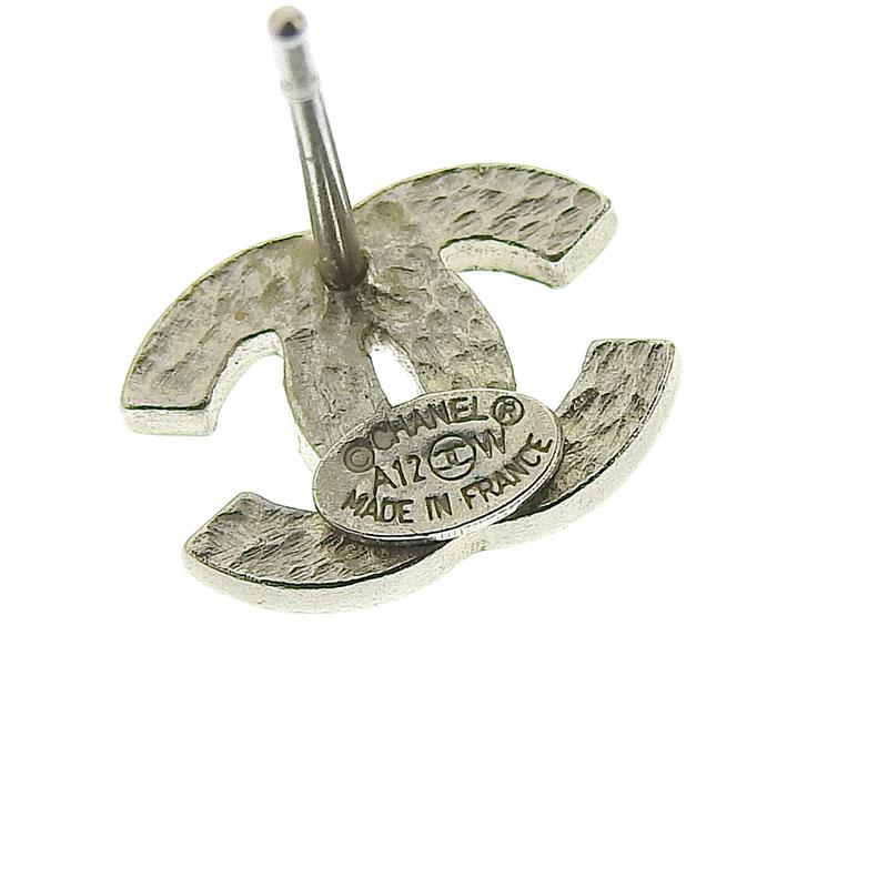 CHANEL シャネル ピアス ココマーク ラインストーン シルバー色