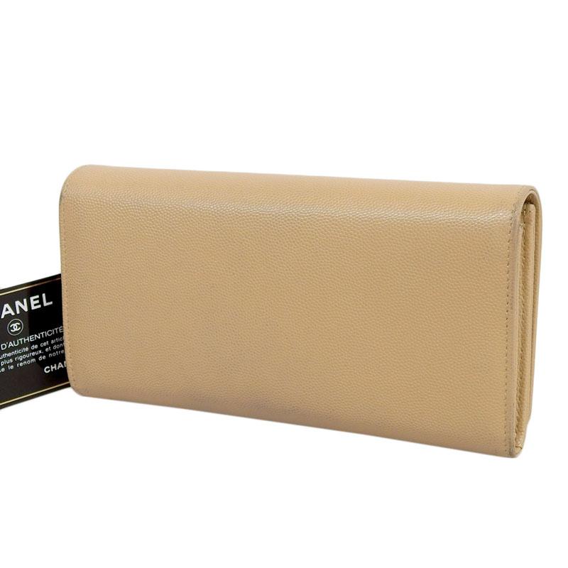 シャネル CHANEL ドーヴィル ラウンドファスナー 長財布 キャビアスキン ベージュ A81976 28番台 中古 新入荷 CH0891 CHANEL（シャネル） ドーヴィル ラウンドファスナー 長財布 キャビア