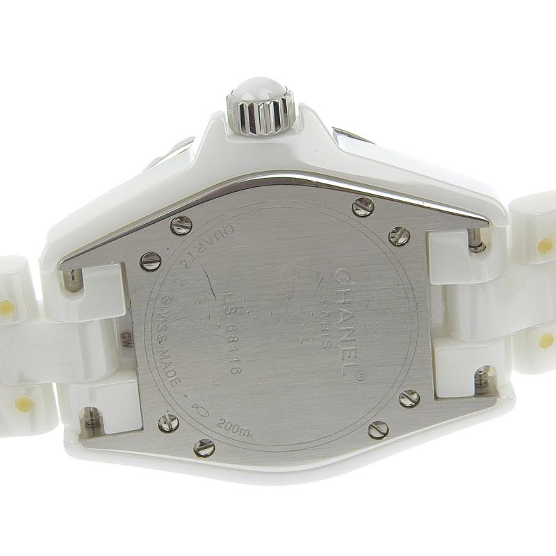 シャネル CHANEL J12 レディース クォーツ 腕時計 セラミック/SS 12Pダイヤモンド ホワイト文字盤 H1628 中古 新入荷 CH0933 J12 シャネル CHANEL レディース クォーツ 腕時計 セラミック/SS 12P