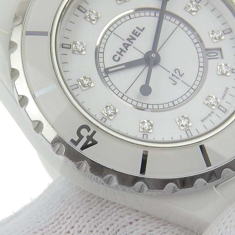 シャネル CHANEL J12 レディース クォーツ 腕時計 セラミック/SS 12Pダイヤモンド ホワイト文字盤 H1628 中古 新入荷 CH0933 J12 シャネル CHANEL レディース クォーツ 腕時計 セラミック/SS 12P