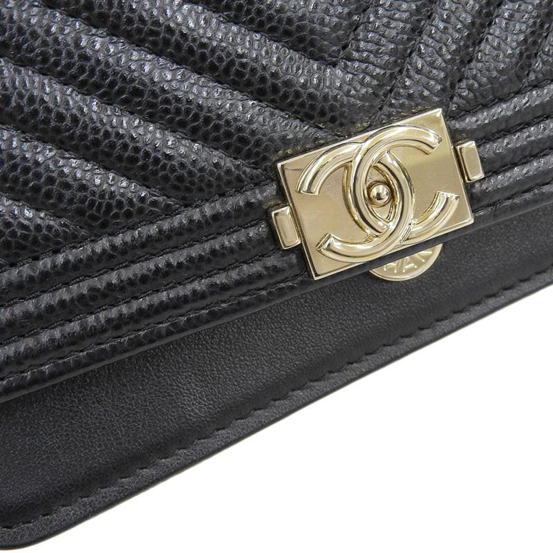 シャネル　ボーイシャネル　キャビアスキン　チェーン　ショルダーウォレット シャネル CHANEL ボーイシャネル チェーンウォレット ブラック