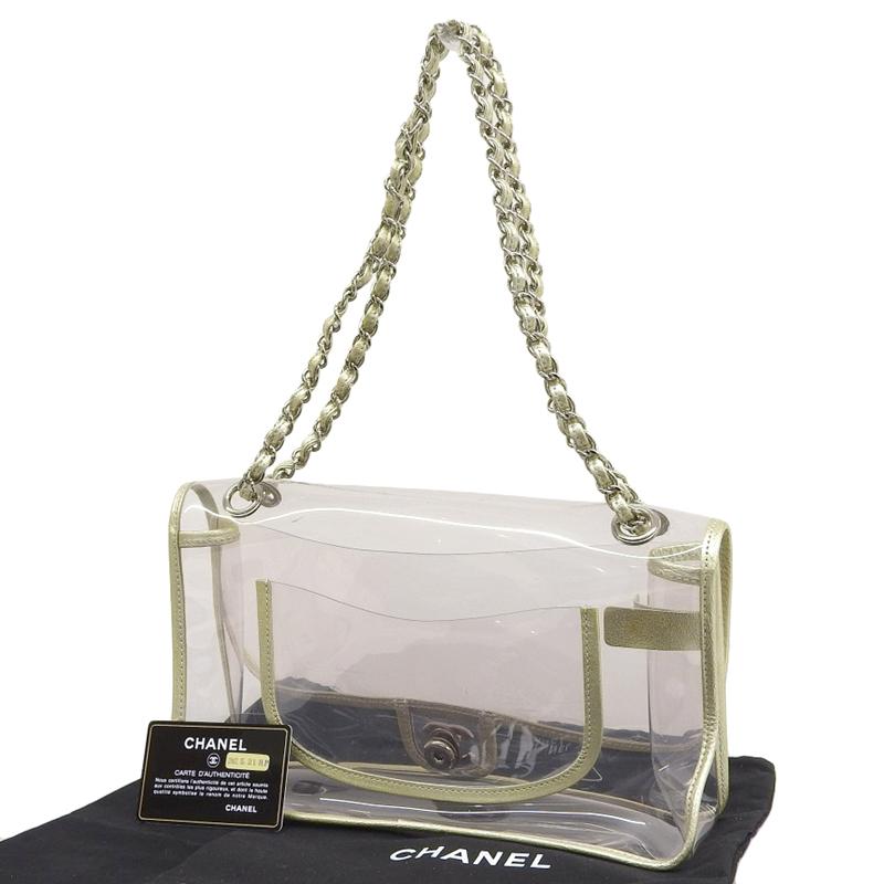 シャネル CHANEL ココマーク ショルダーバッグ チェーンショルダー ビニール/レザー クリア/ゴールド 中古 新入荷 CH0988 CHANEL（シャネル） ココマーク ショルダーバッグ チェーンショルダー
