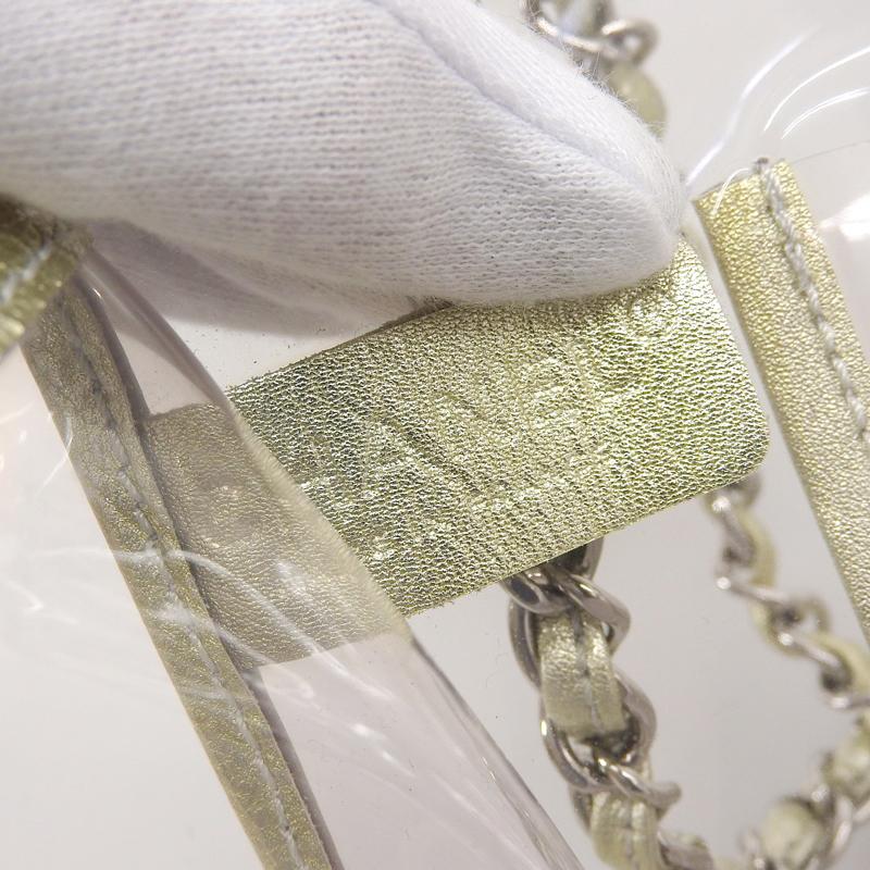 シャネル CHANEL ココマーク ショルダーバッグ チェーンショルダー ビニール/レザー クリア/ゴールド 中古 新入荷 CH0988 CHANEL（シャネル） ココマーク ショルダーバッグ チェーンショルダー