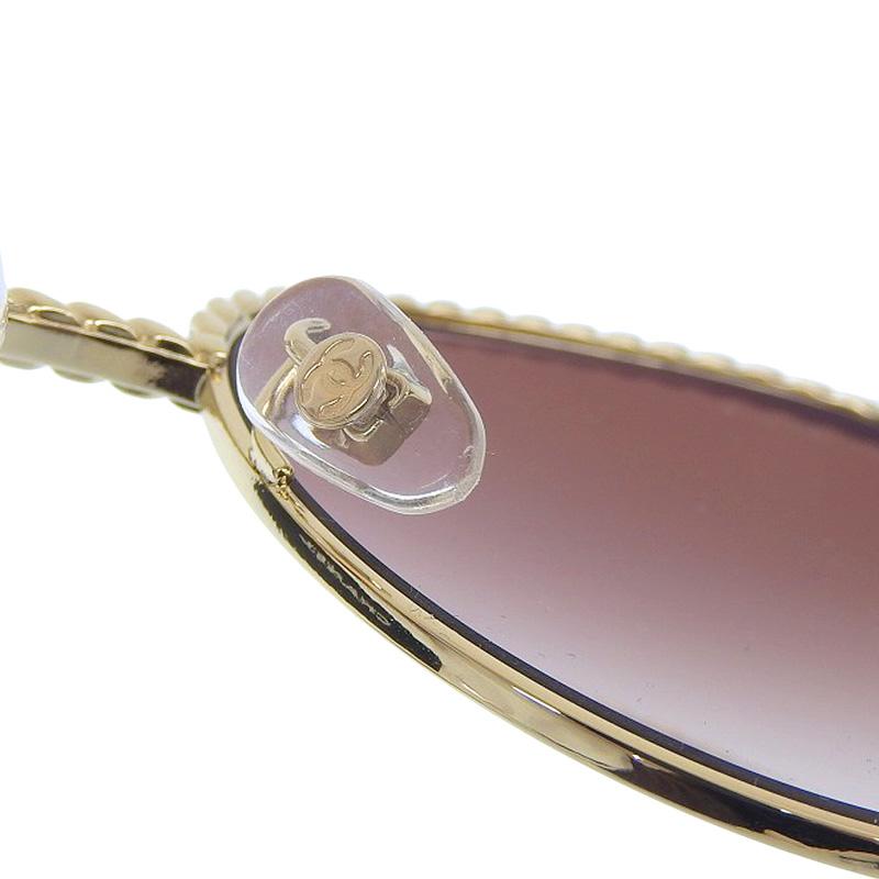 シャネル CHANEL サングラス ダークブラウン ゴールド色 チェーン 4242 中古 新入荷 CH0992 CHANEL（シャネル） サングラス ダークブラウン ゴールド色 チェーン