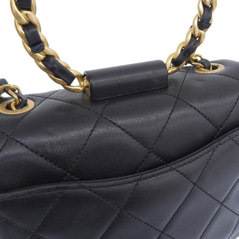 シャネル CHANEL 29番台 2019-2020 2way トップハンドル ラムスキン ショルダーバッグ【中古】 CHANEL - シャネル トップハンドル 2way バッグ ブラック ゴールド
