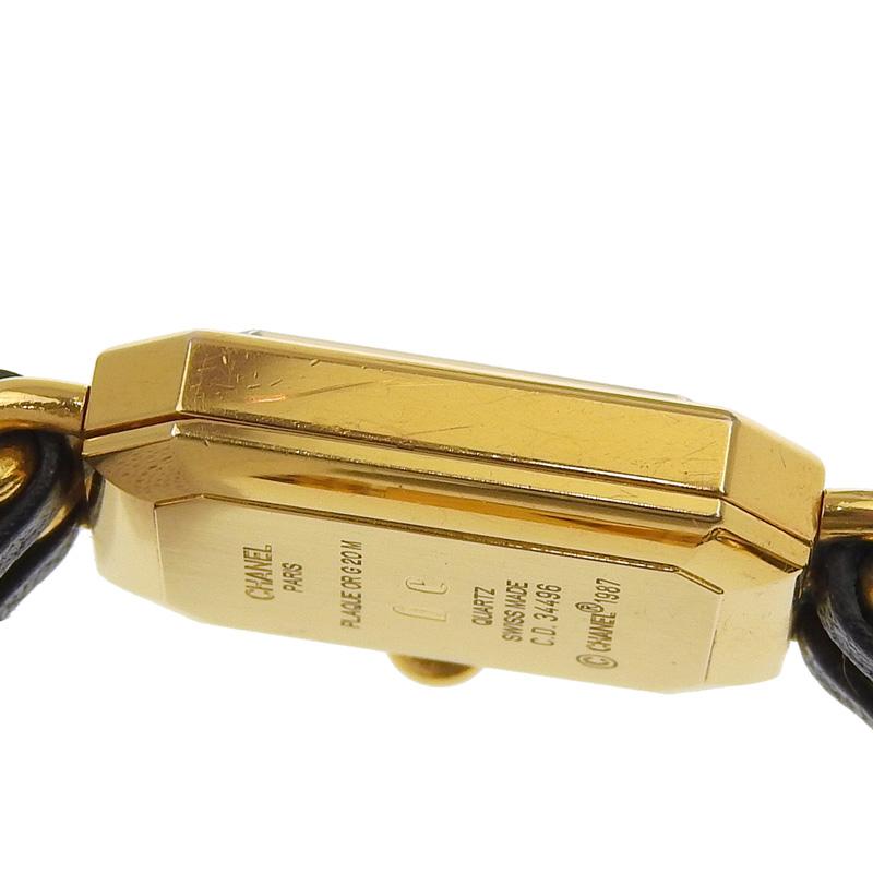 シャネル CHANEL プルミエール #M レディース クォーツ 腕時計 GP/革 ブラック文字盤 H0001 中古 新入荷 CH0999 シャネル プルミエール M H0001 ブラック レディース 時計 【中古