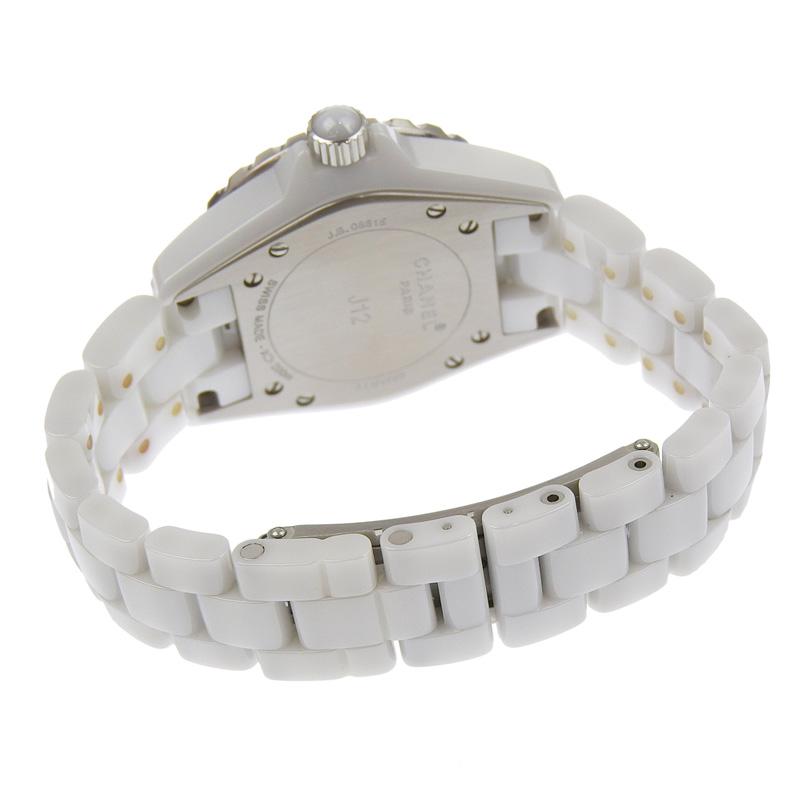 シャネル CHANEL J12 レディース クォーツ 腕時計 セラミック/SS 12Pダイヤモンド ホワイト文字盤 H1628 中古 新入荷 CH1001 J12 シャネル CHANEL レディース クォーツ 腕時計 セラミック/SS 12P